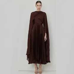 Customized Jiayigong High Quality Evening Jersey Ruched A-line High Collar Bespoke Occasion Gown Midi Dresses Classic Fashion