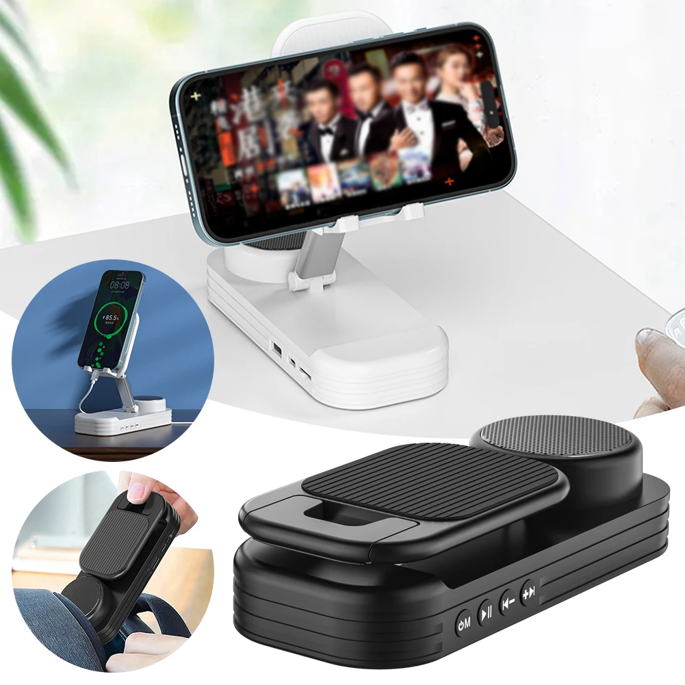 2-in-1 Foldable Phone Holder Wireless Speaker Stereo Surround Bass Audios Speaker For Travel Home Outdoor