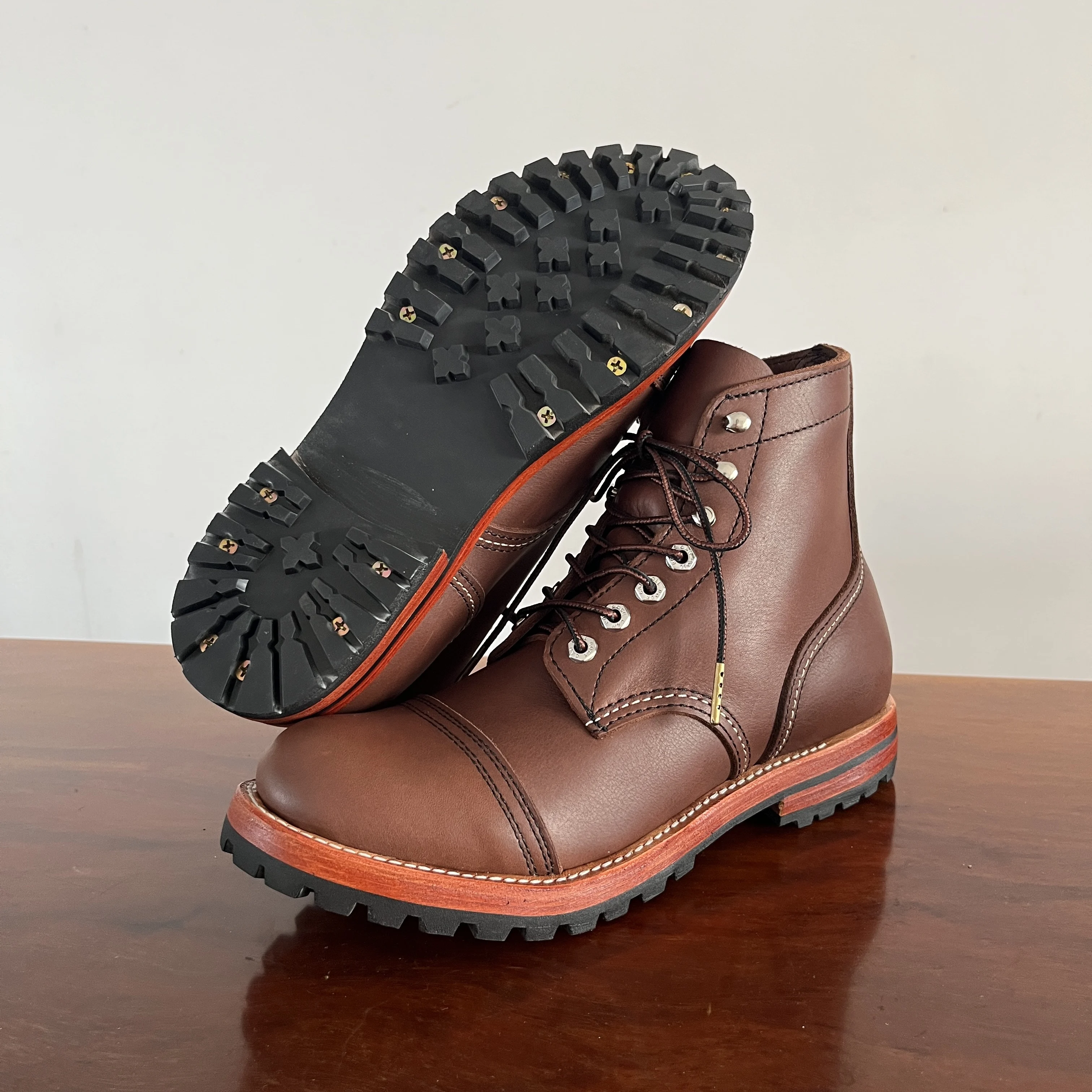 

AL812 RockCanRoll Прочные прочные ботинки Goodyear из натуральной итальянской яловой кожи ручной работы со рантом