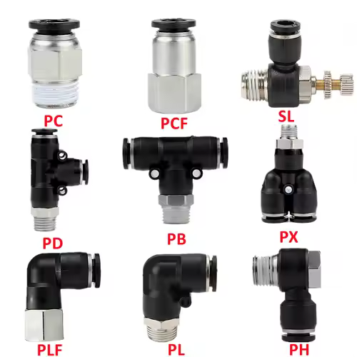 Pneumatic Air Connector Fitting PC/PCF/PB/PKB/PH/PL/PLF/PX/SL 4mm 6mm 8/10mm Thread 1/8 1/4 3/8 1/2 Black Plastic Hose Fittings - Image 2