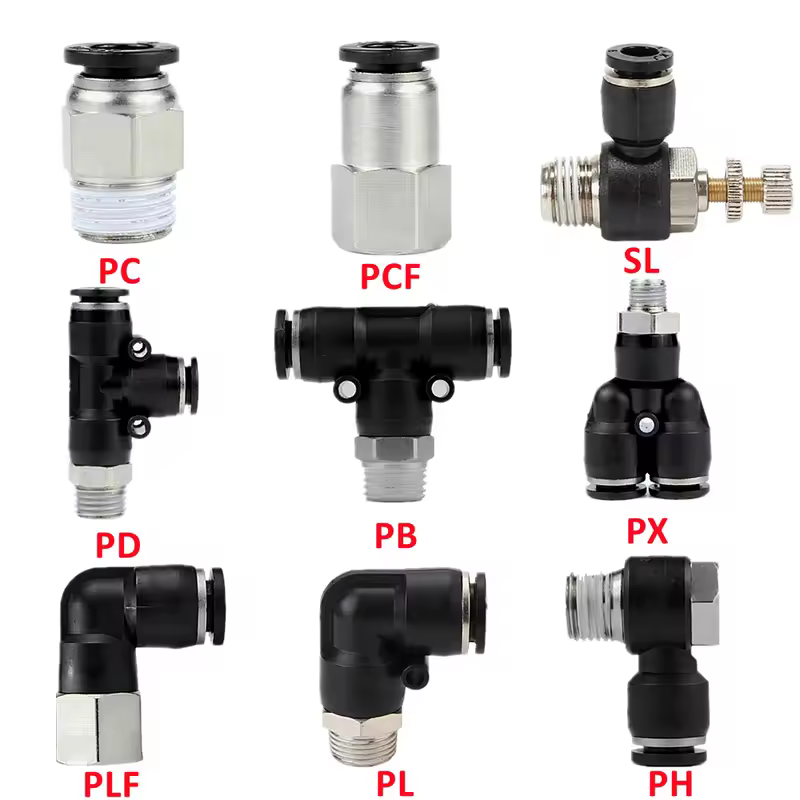 Pneumatic Air Connector Fitting PC/PCF/PB/PKB/PH/PL/PLF/PX/SL 4mm 6mm 8/10mm Thread 1/8 1/4 3/8 1/2 Black Plastic Hose Fittings - Image 2