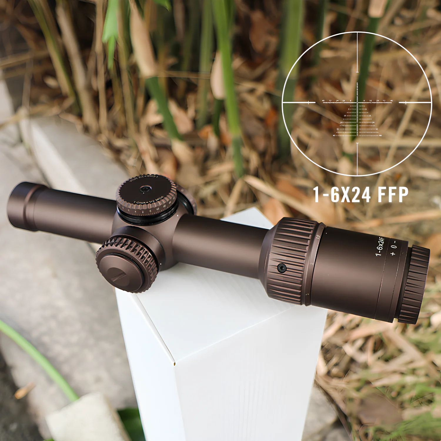 

1-6X24 FFP Hunting Riflescopes Second Focal Plane Tactical Precision 1/5 Mil Shooting Scope with 30mm/25.4mm Black Clamp