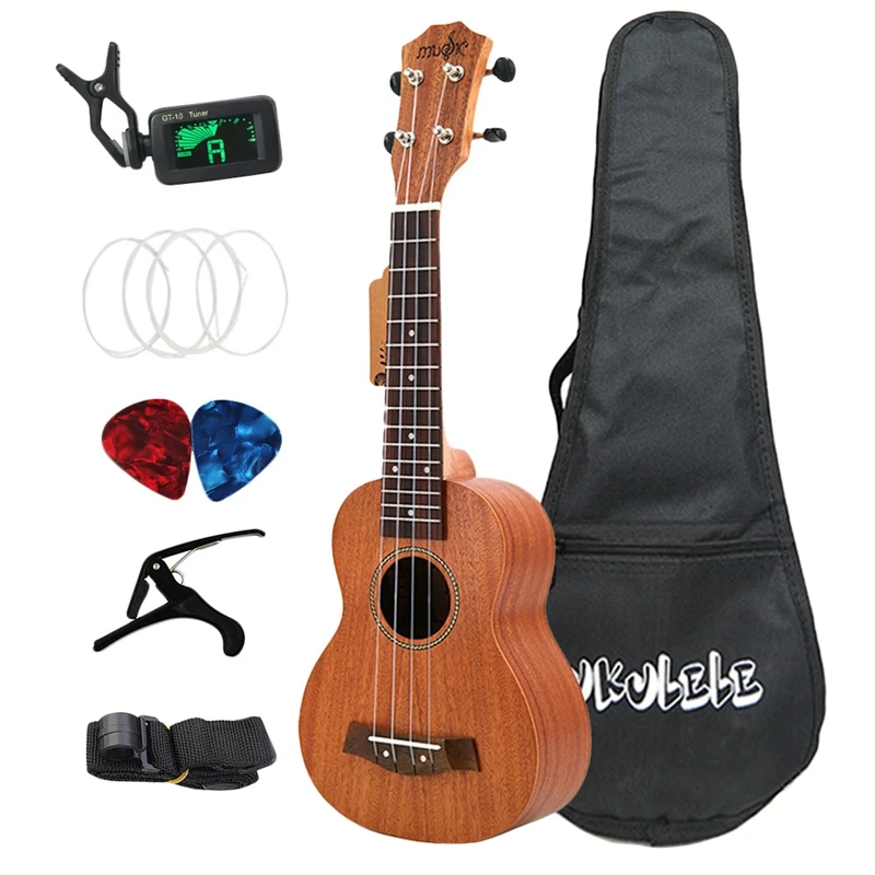 

21 Inch Ukulele Soprano Sapele 15 Frets Mini Hawaii Full Kits Ukulele Guitar For Beginner Kids