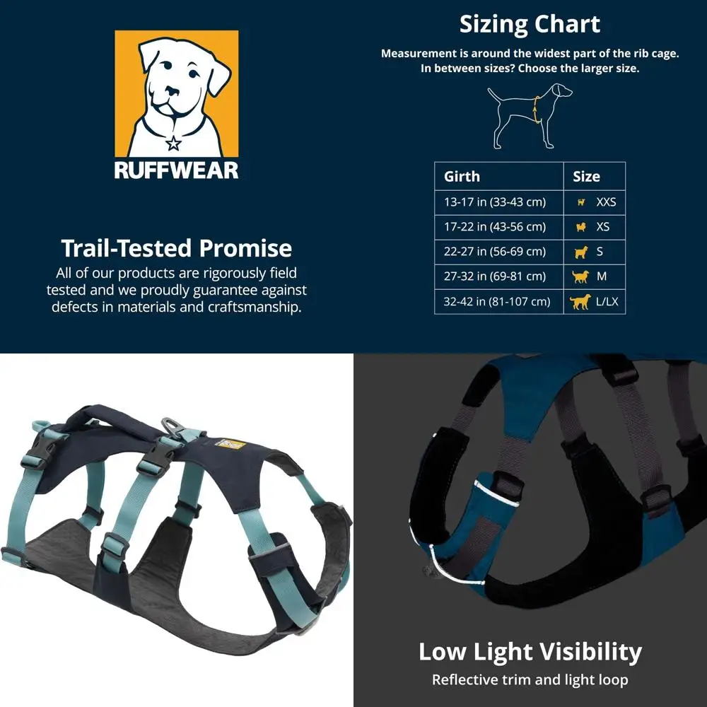 

Reflective Lightweight Dog Harness for No-Pull Hiking & Running, Everyday Use, Basalt Gray, X-Small