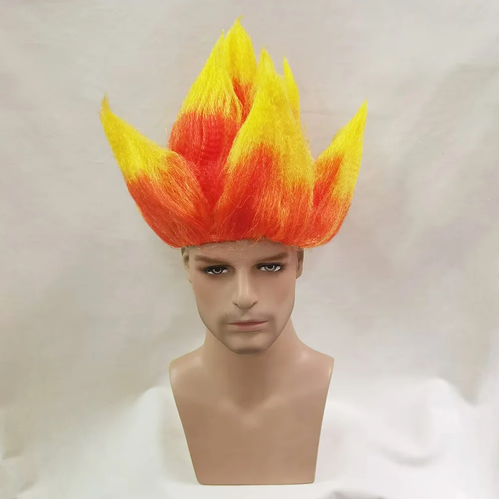 Anger Wig Flame Fire Wig Short Red wig Red Ombre Wig for Men Women Cosplay Halloween Costume Red Wigs for Cosplay Par