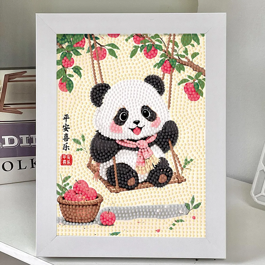 

DIY Diamond Painting Animal Panda Children's Craft Kit with Framed Decorative Embroidery