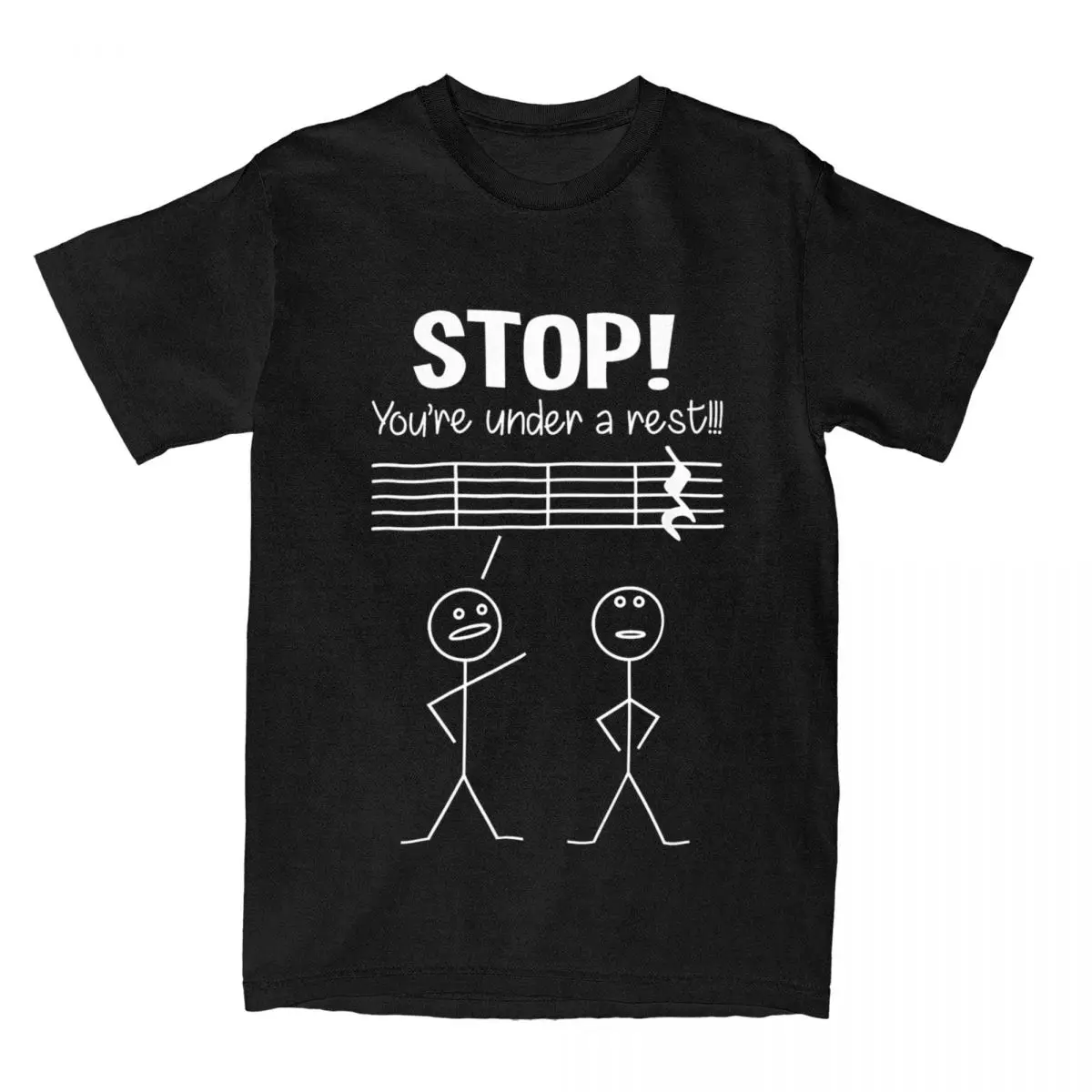 Stop You're Under A Rest T Shirts for Men Pure Cotton Fashion for Male T-Shirt Funny Musical Pun Novelty Tee Shirt Tops 6XL