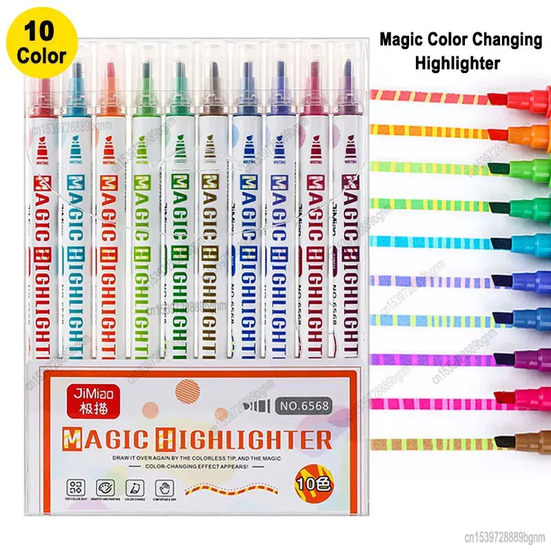 

10 Color Set Magic Changing Highlighter Dual Tip Art Marker Pen For Diary Journal Scrapbooking Graffiti Drawing Painting Gifts