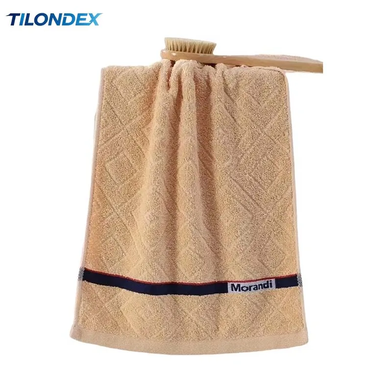 TILONDEX 1PC Stripe-Trimmed Cotton Towels, Soft Absorbent Face Towels for Bathroom & Kitchen