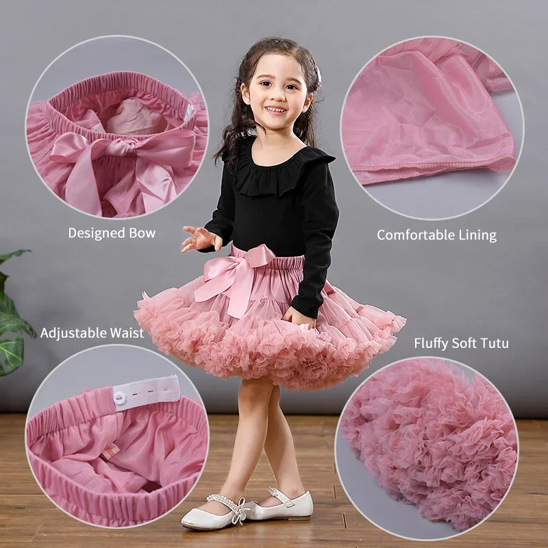 

Lace Bow Baby Girls Tutu Skirt Fluffy Children's Ballet Tutu Skirt Kids Toddler Princess Tulle Party Dance Skirts 0-10Y New