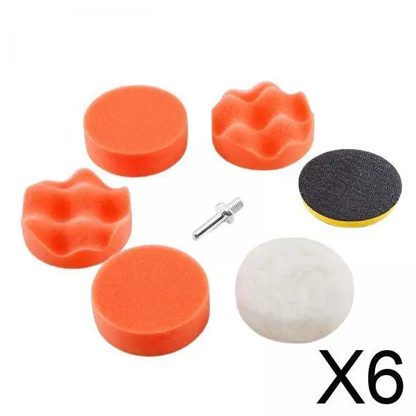 

Vehicle Detailing Foam Polishing Pad Kit 7pcs Elastic Sponge Drill Adapter Wax Buffing Set for Car Beauty
