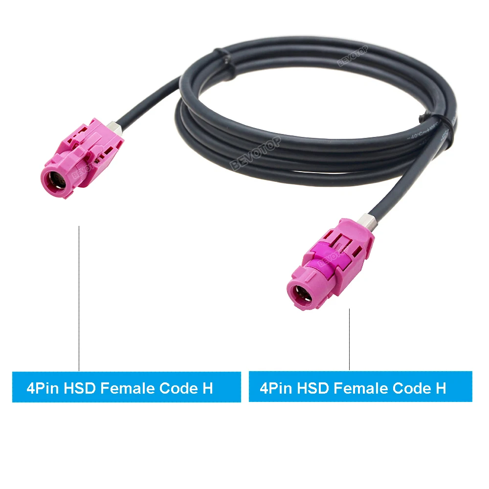 1PCS 4Pin HSD Pink H Female to H Female Straight / Right Angle 90° Jack 4-Core 535 Line LVDS Wire Harness BEVOTOP Auto Cable