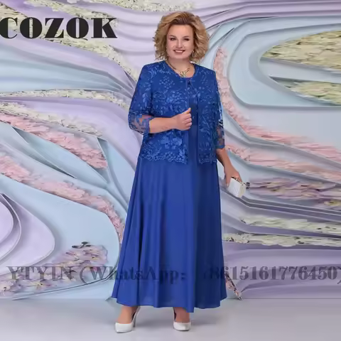 Green Lace Elegant Wedding Mother Dress 2023 Chiffon A Line O Neck Ankle Length Women Foemal Evening Party Dress SX58 Customized