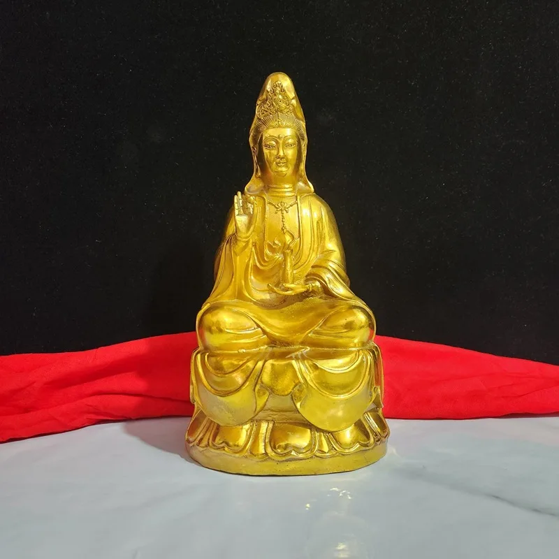 

Brass South Sea Guanyin Buddha Ornament Household Ornament Furnishing Sitting Style Holy-Water Vase Avalokitesvara