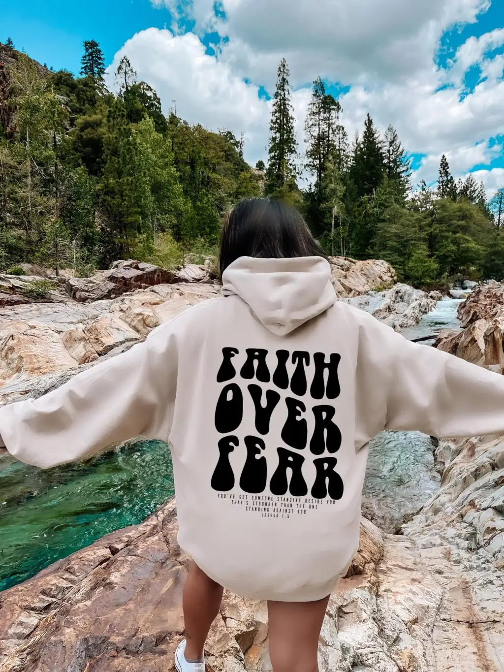 Faith Over Fear Simple Art Letter Printed Hooded Women Aesthetic Trendy Hoodies Plus Size Pullover Female Prevalent Sweatshirt