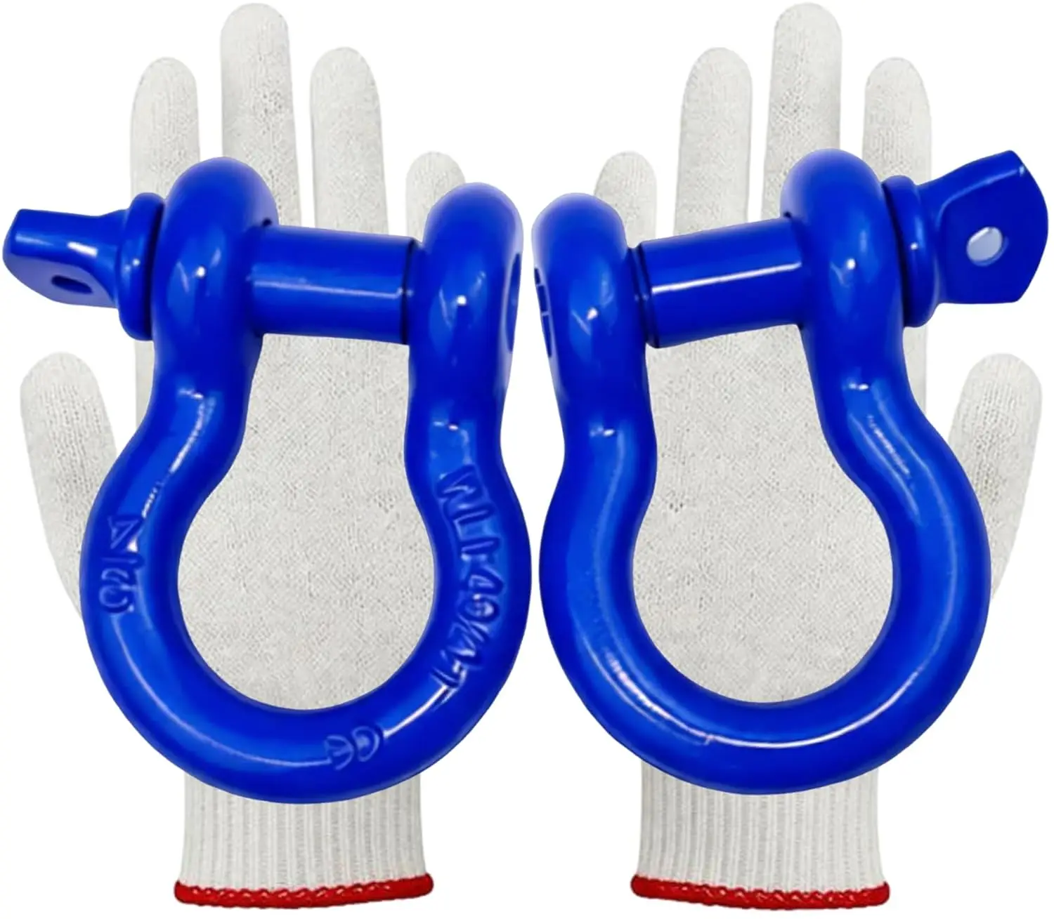 

3/4 Bow Shackle, 28.5 Ton Max Break Strength, Off Road Trailer Shackles with Safety Gloves, Blue Powder Coated Forged Steel