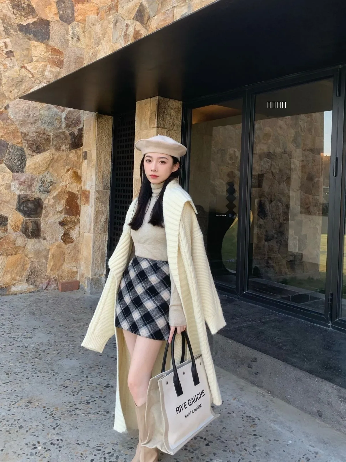 

Юбка SIMONA в клетку из шерстяной ткани, с завышенной талией, удлиняющая ноги, в корейском стиле, для офиса, А-силуэт, короткая юбка