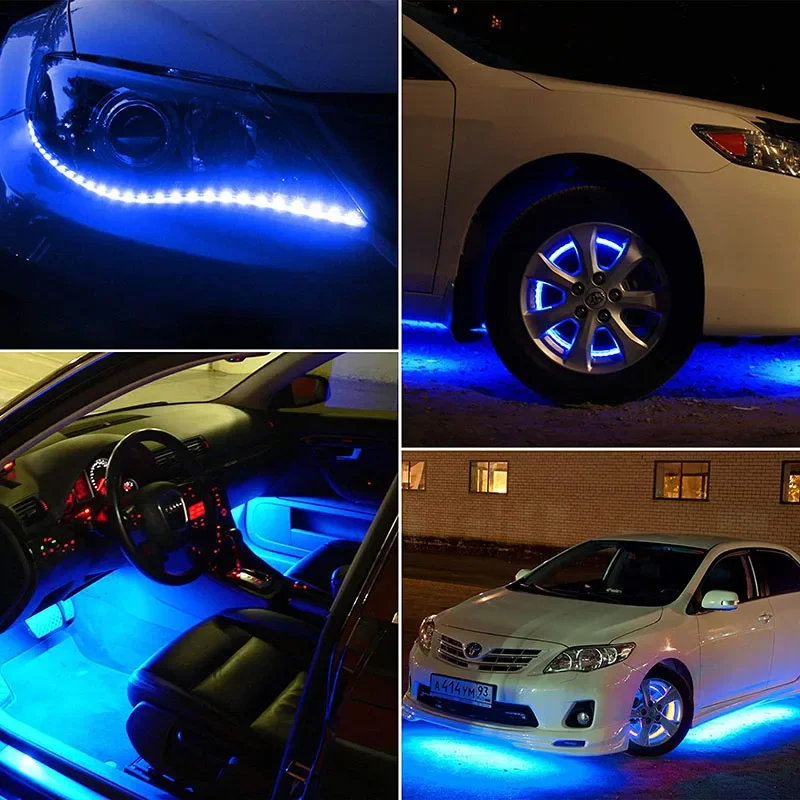 Tira de luces LED decorativa ambiental para coche, luces de ambiente flexibles con estilo DRL, 12V, 15 SMD, 30CM, blanco, rojo, amarillo, azul, 1