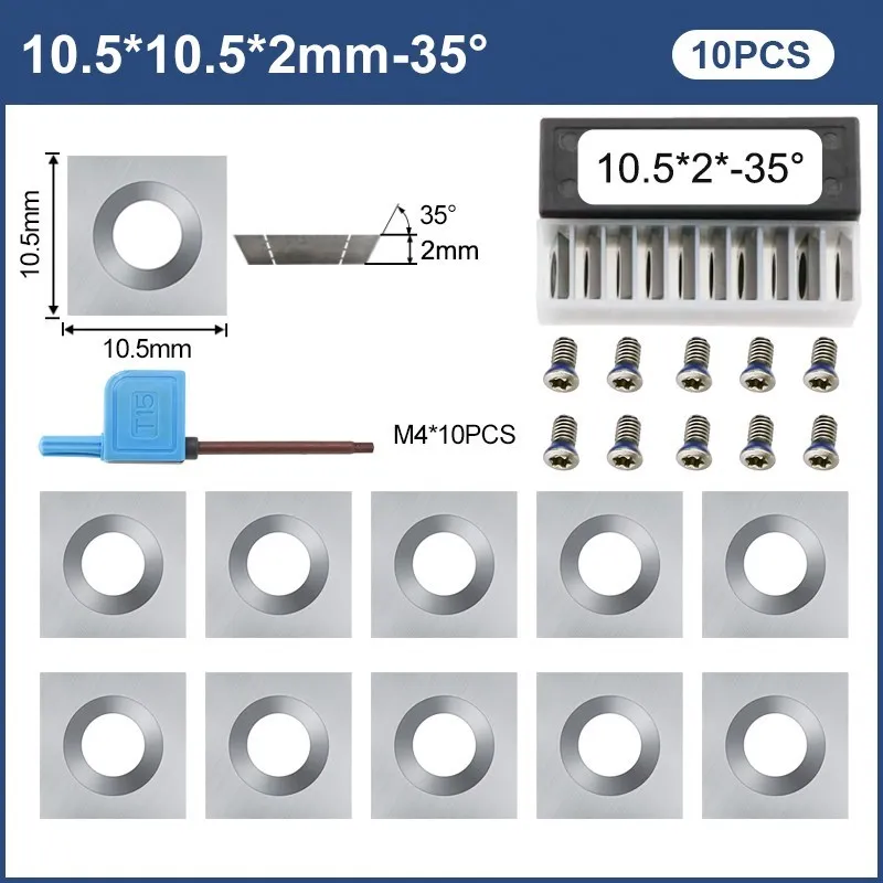 Drehen Werkzeug Hartmetall Einfügen 10 stücke 10,5x10,5x2,0mm 35D Holz Drehmaschine Werkzeug Legen Schneider für Spial/Helical Hobel Klinge Ersatz – Detail 3