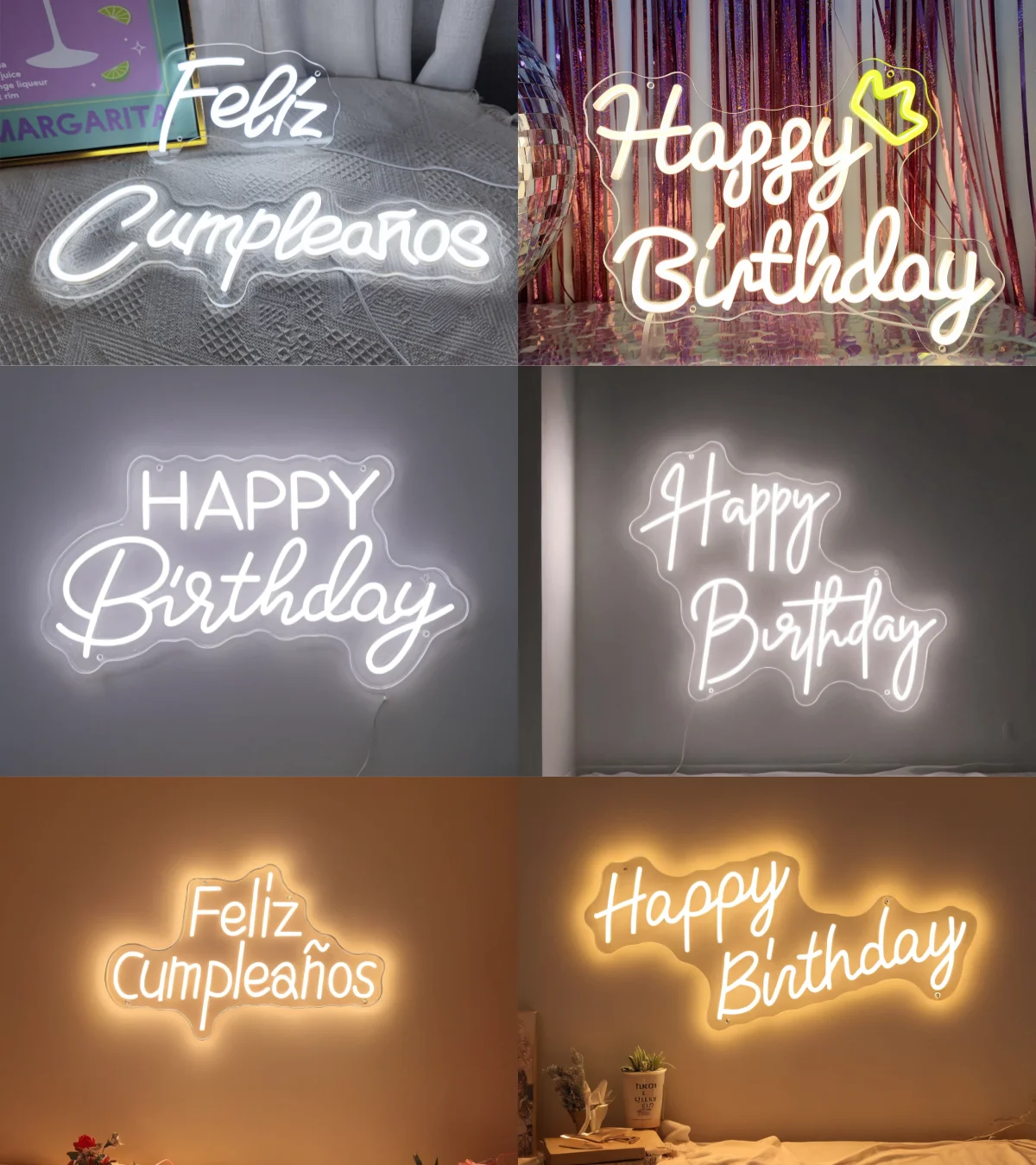 

Happy Birthday Neon Sign Feliz Cumpleanos Neon LED Signs For Birthday Party Home Decoration Birthday Gifts Room Wall Decor Light