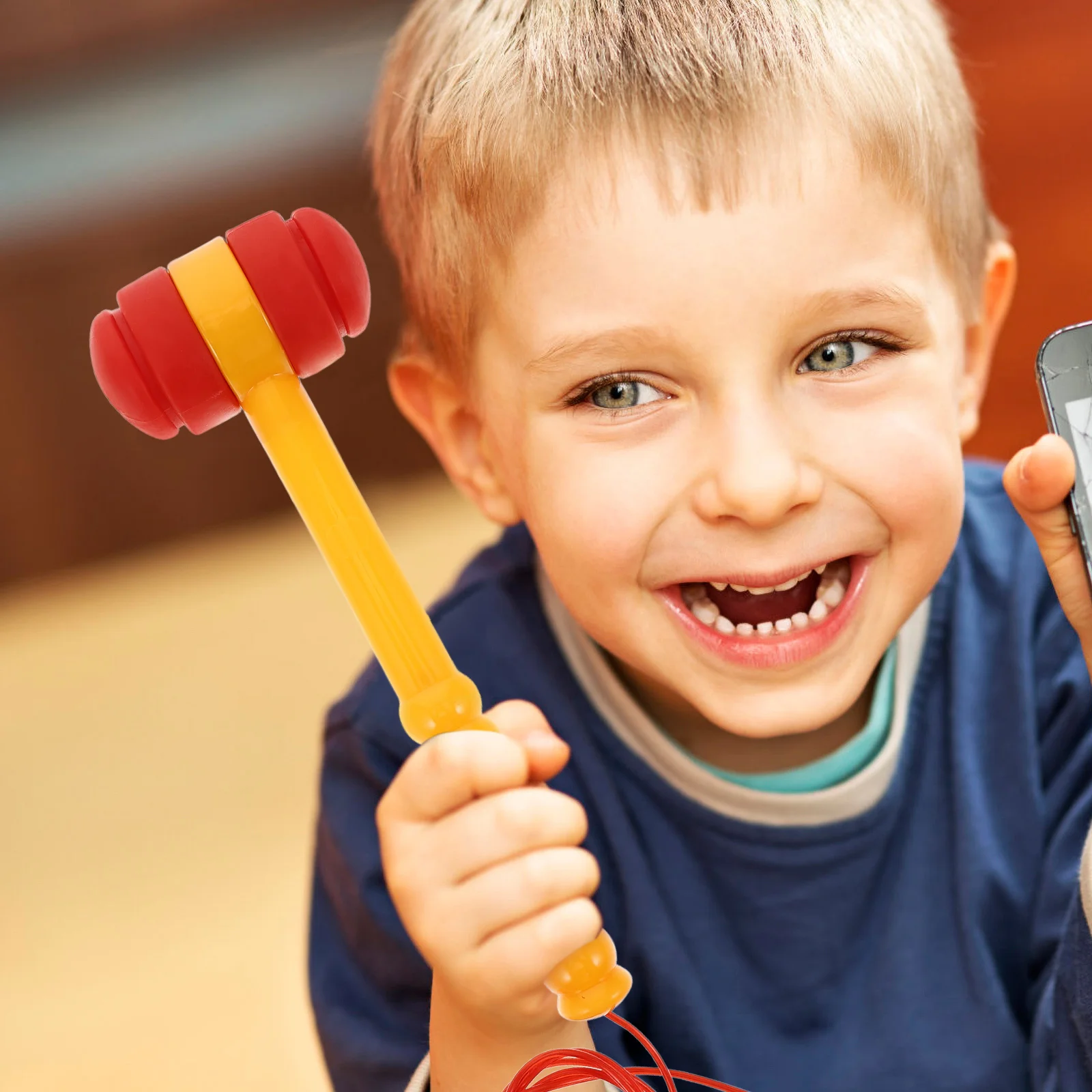 ملحق مطرقة تفاعلية واقعية للأطفال مطرقة بلاستيكية صار آمنة للتعلم المبكر أداة لعبة قصف تعليمية