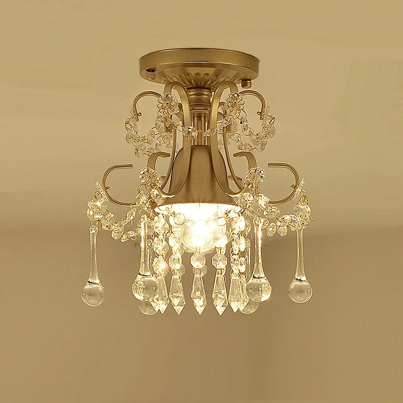 

Vintage Luxury Golden Crystal Lamp for Hotel Villa Corridor Transparent Home Decoration Light for Apartment Room