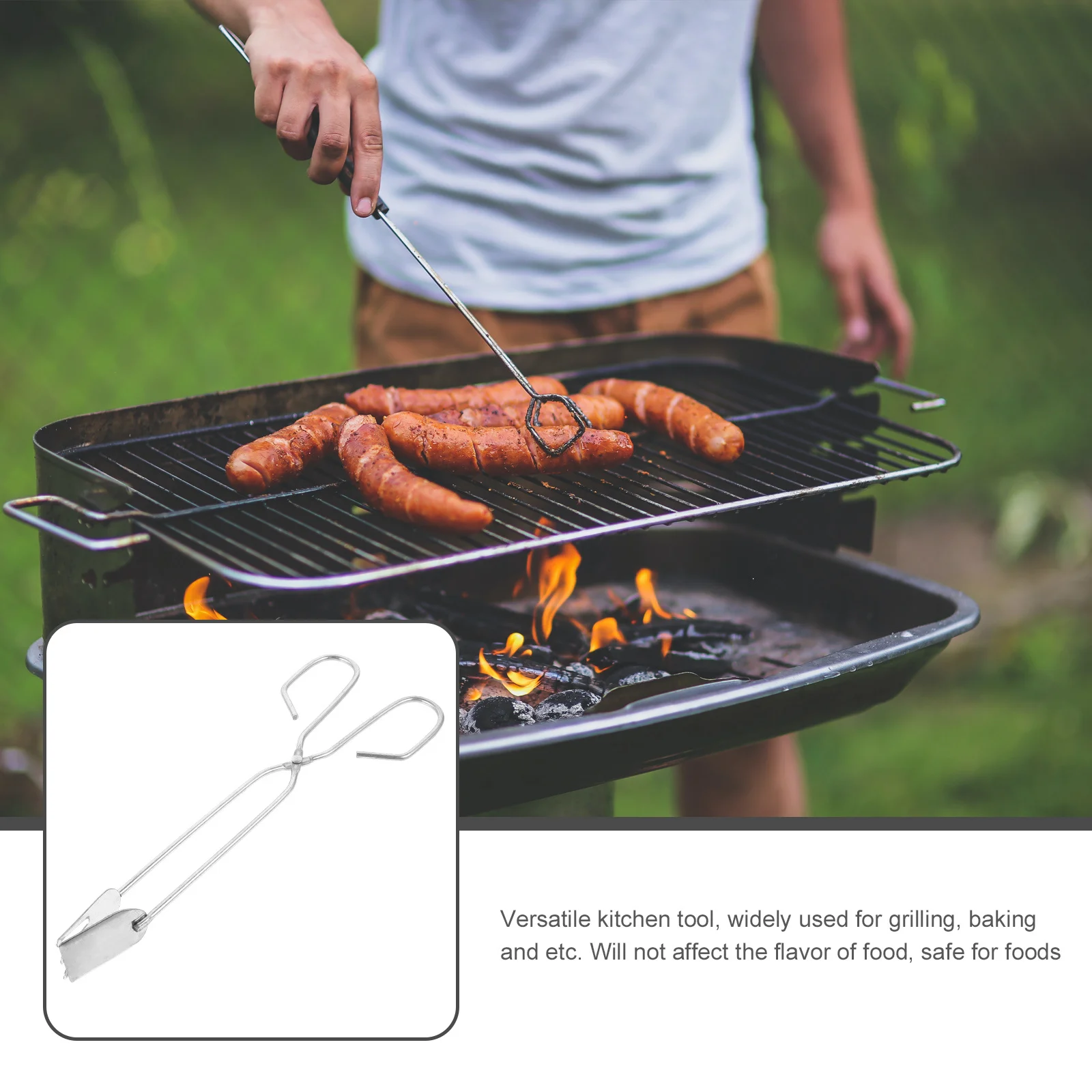 

5pcs Stainless Steel Food Tongs Rust-Resistant Ergonomic Bbq Grilling Baking Kitchen Tool Reusable Buffet Cooking Tongs For