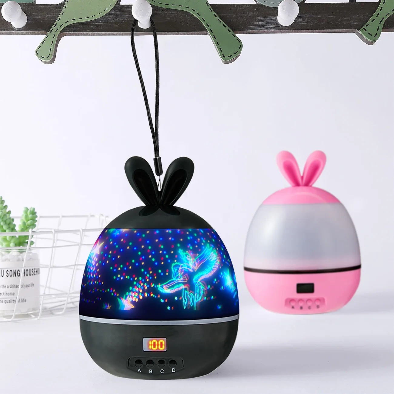 Christmas Gift Moon and Star Projection Lamp Moon Lamp Battery USB Romantic 3D Rotating LED Projector Night Light