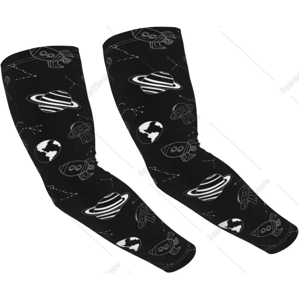 

Alien Spaceship Arm Ice Silk Sleeves Non-slip Tattoo Bracelet for Men and Women