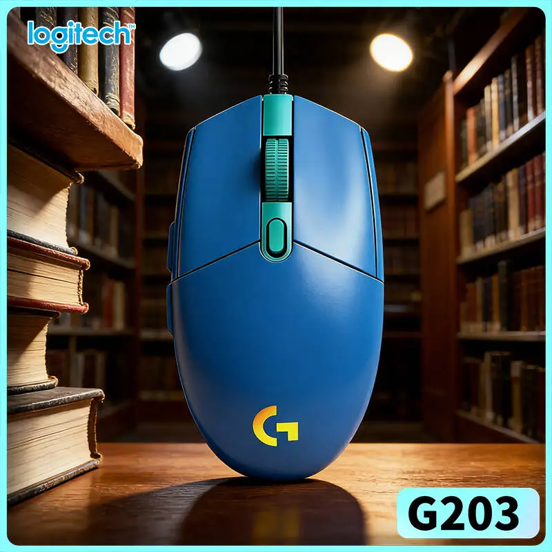 Logitech G203 LIGHTSYNC Mouse Gaming Wired 8000 DPI Sensor 16.8M RGB Colors 6 Buttons 2.1m Cable PC Laptop Durable Reaction