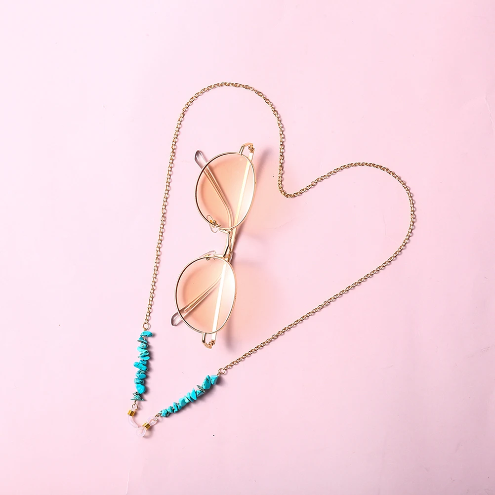 

Eyeglasses Strap Chain Metal Accessories Golden Hanging Holder For Sunglasses Eyewear Rope Turquoise Stylish Eyeglass Protector