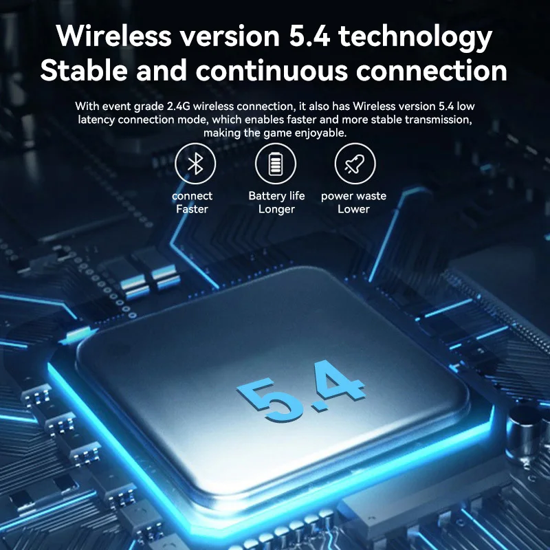 B500 Over Ear Headset Bluetooth5.4 Wireless Stereo Gaming Earphone Built-in Mic RGB Light Low Latency Headphone For PC