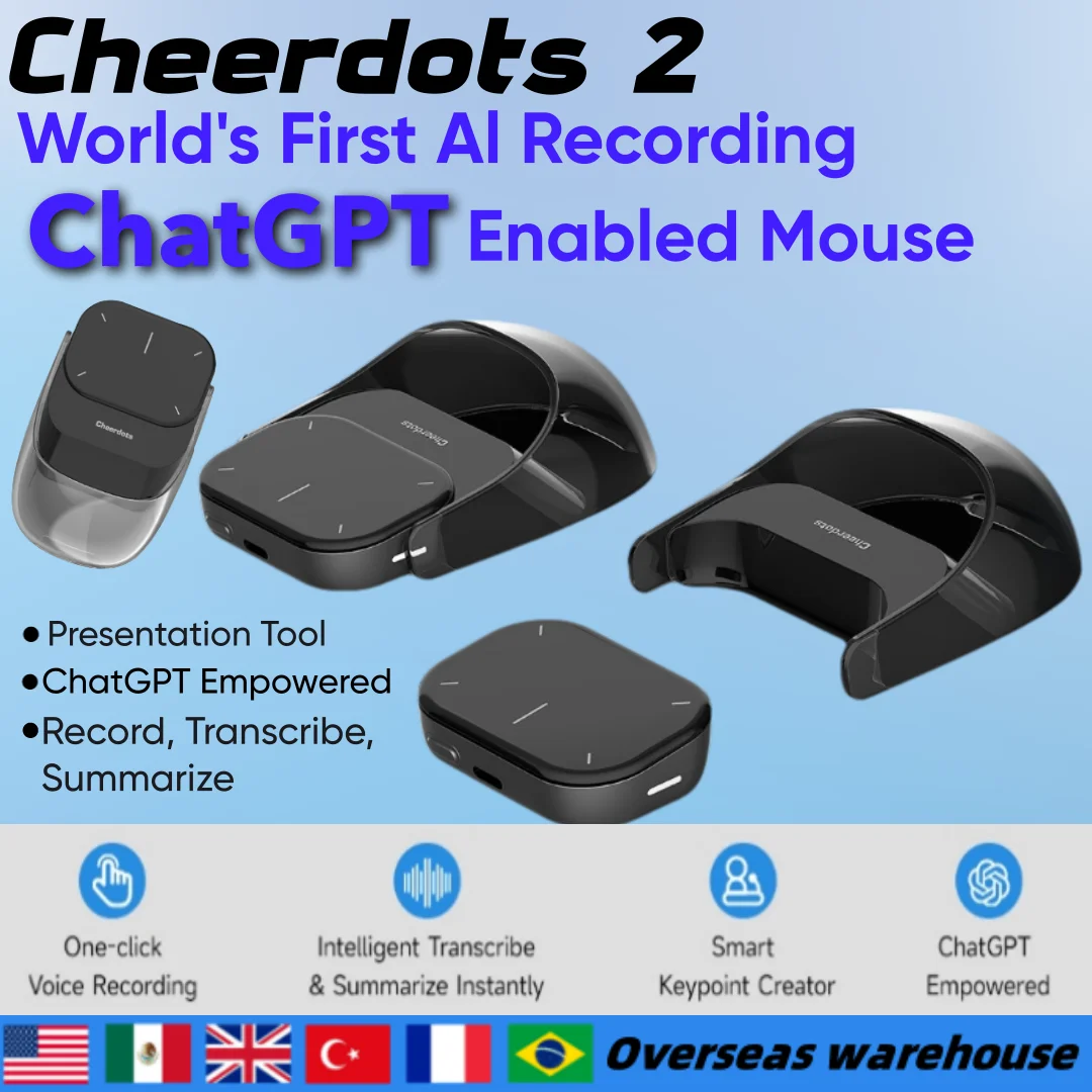

Съемная воздушная мышь Cheerdots 2, беспроводная сенсорная панель, универсальная карманная мышь с поддержкой записи искусственного интеллекта, беспроводное управление, чат, офис
