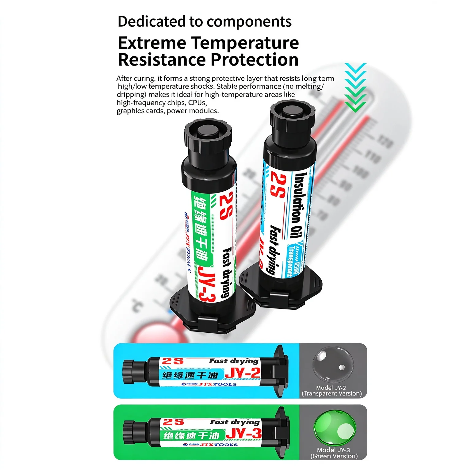 JTX JY-2/3 2S Fast Curing UV Insulation Varnish Waterproof Protective Oil For PCB Circuit Board Electronic Component Repair