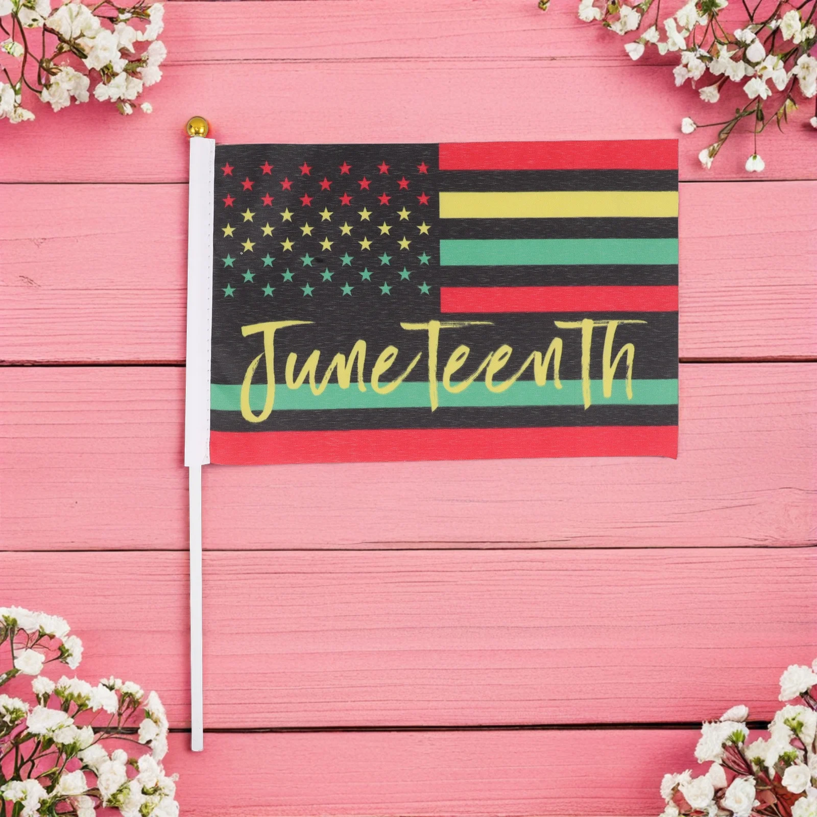 

100 PCS Hand-crank Flag Country Decorations American Bunting Flags Waving Handheld Parade Sticks Polyester Small