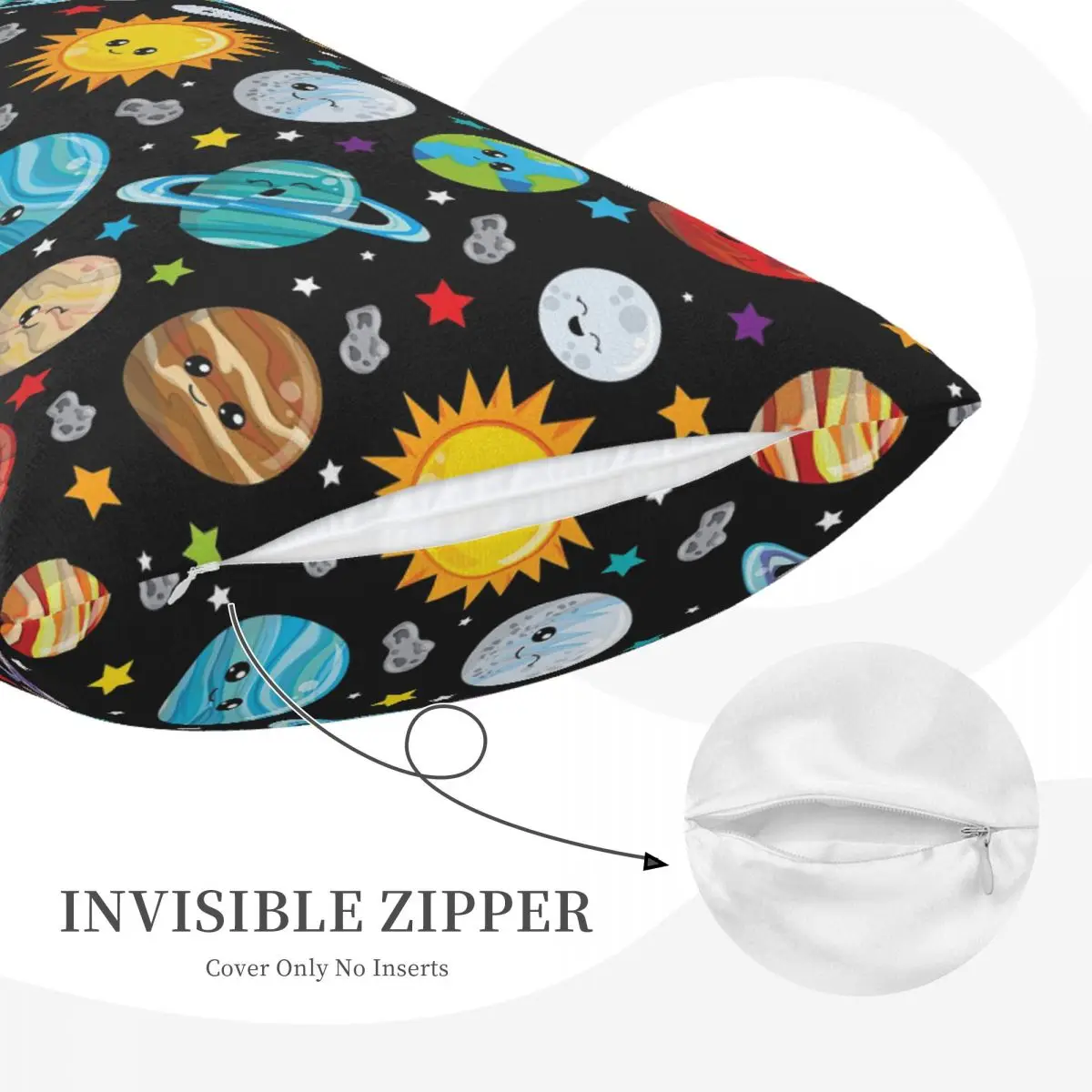 Kawaii Planets Cute Solar System Rectangle Pillowcase Cushion Cover Decor Bedroom Bed Home Comfort Throw Pillow