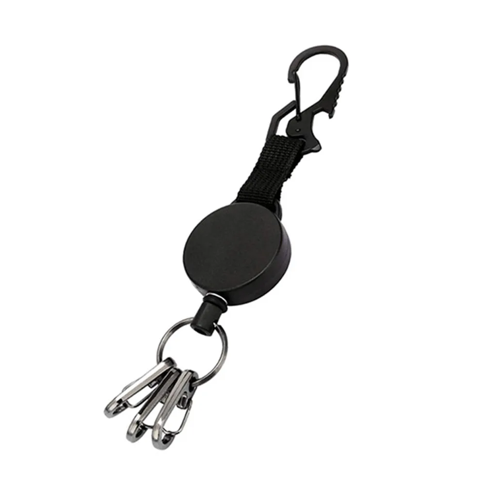 Wire Rope Camping Pull Keychain Tool Retractable Lanyard Clip Key Ring Clips Badge Holder Clip Keychain Badge Reel Clip