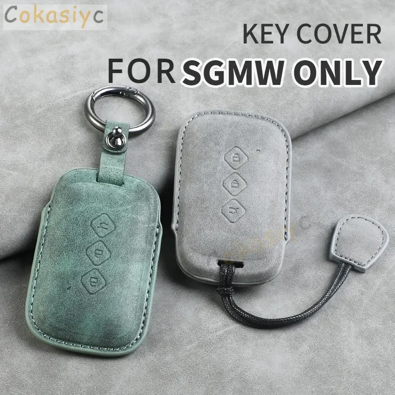 Leather for Chevrolet Aveo Trax Groove Captiva 2024 Wuling Flip Car Key Case Cover Shell 3 Button Remote Key Keychian Accessory