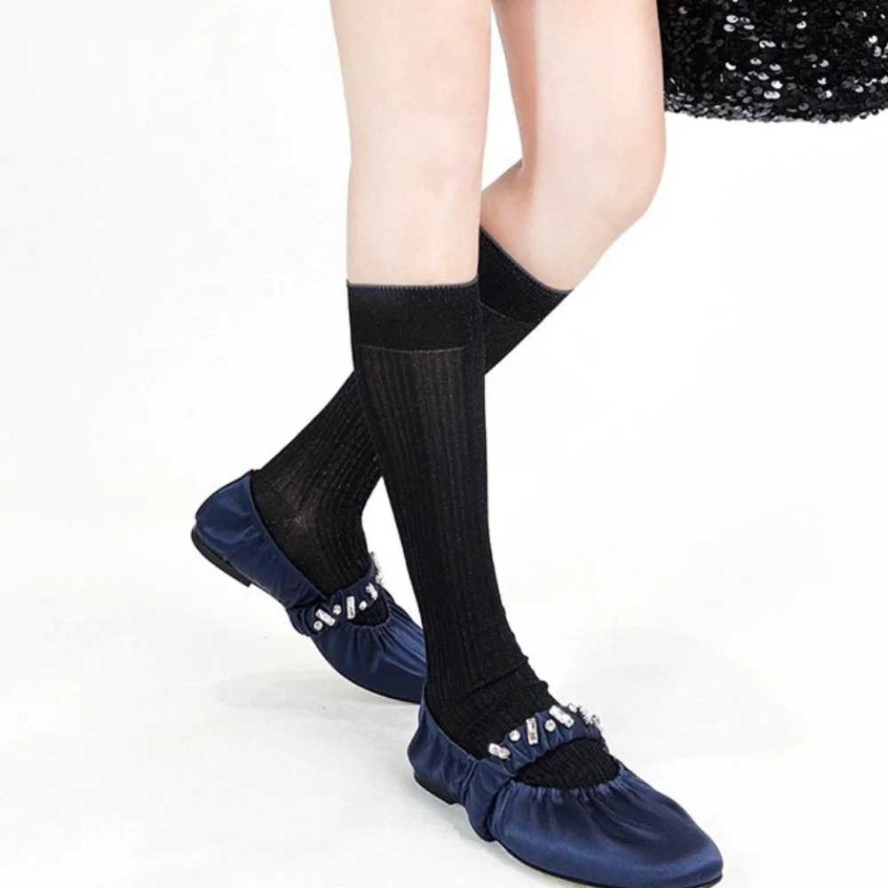 

Удобные носки до середины икры в стиле Лолиты JK, ультратонкие дышащие гольфы Y2K Ins, однотонные летние чулки средней длины