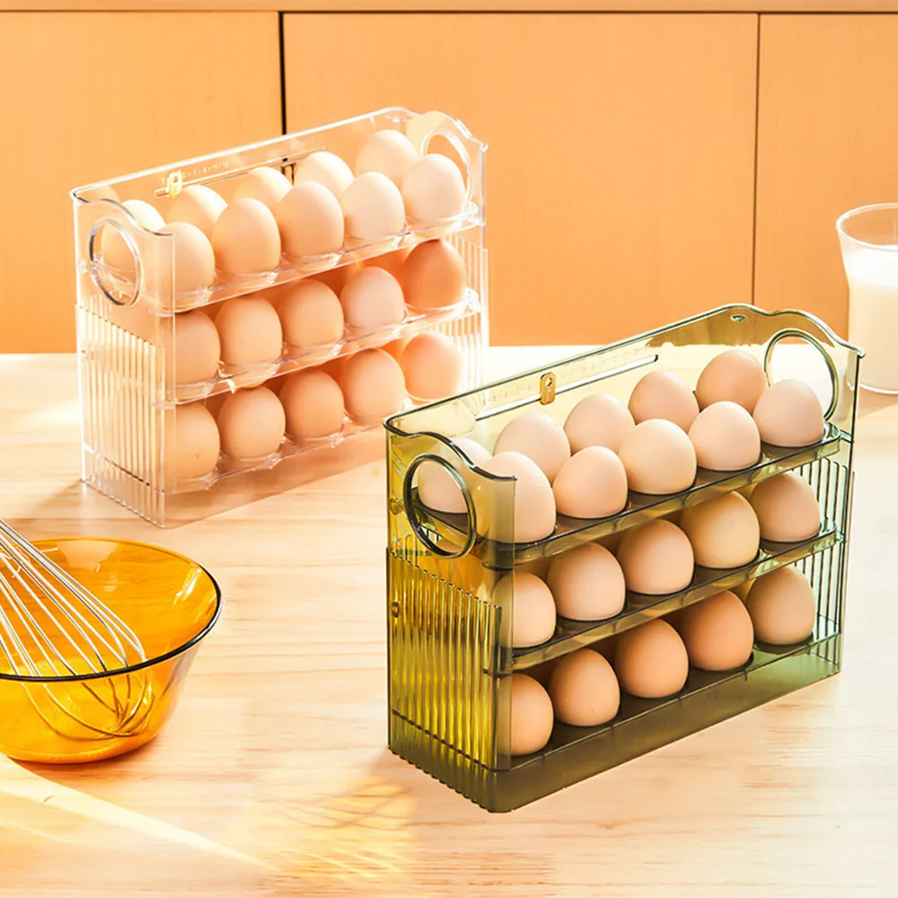 Home Storage Egg Box Creative Egg Storage Box Flip Type Refrigerator Side Door Storage Rack Freshness Box Kitchen Egg Tray