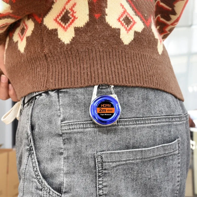 قرن سلسلة المفاتيح الصغيرة شريط القياس 2 متر الصلب شريط القياس حساسة صغيرة الصلب حاكم متعددة الأغراض الصلب شريط القياس هدية حاكم