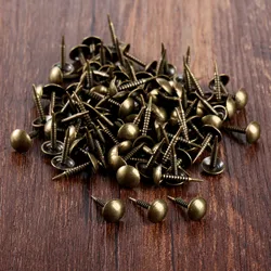 DRELD 100Pcs Antique Brass Upholstery Nail Jewelry Wood Box Sofa Decorative Tack Stud Pushpin Doornail Furniture Hardware 8*15mm