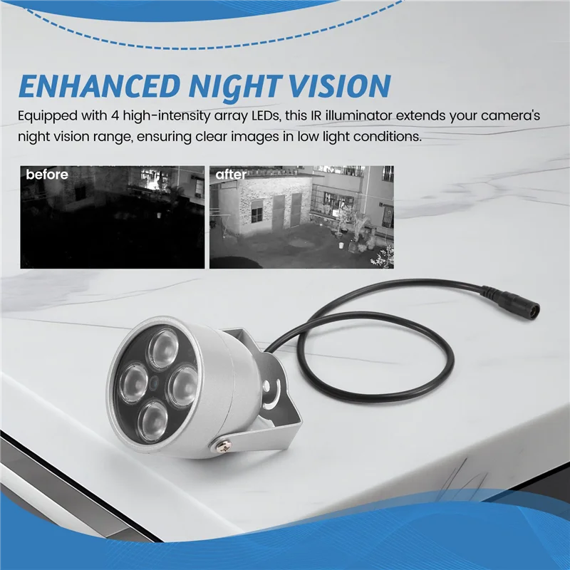 

【CLEARANCE】2X 4 Array Leds Infrared Waterproof Night Vision IR Illuminator Light Fill Light DC 12V For Security Camera