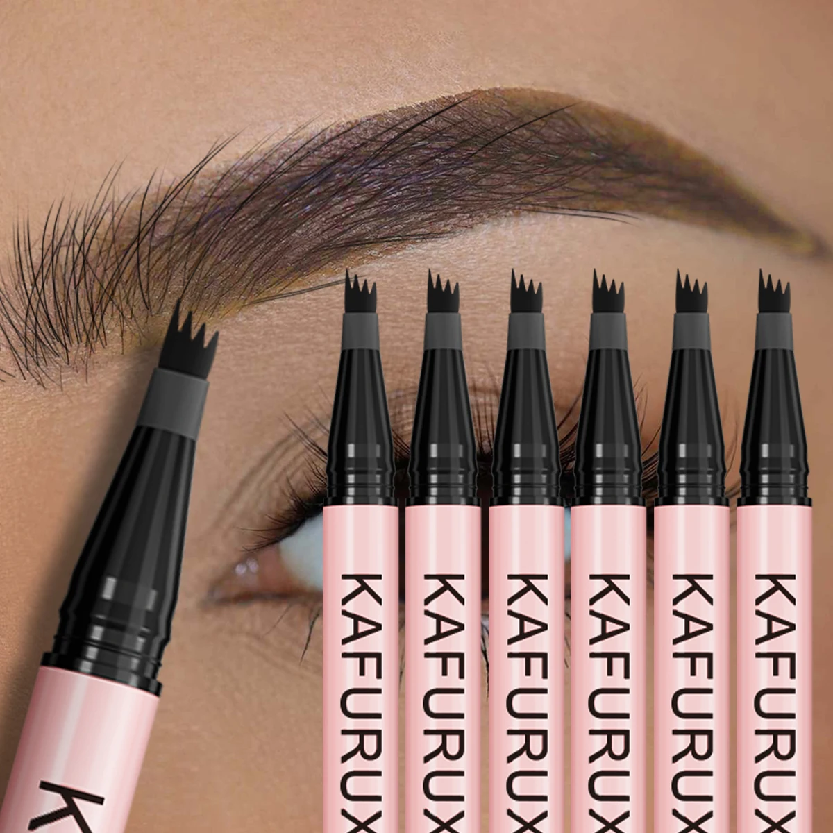 Lápiz de cejas marrón, 6 colores, 1 unidad, resistente al agua, 4 puntas divididas, lápiz de cejas negro, maquillaje líquido para cejas, cosmético duradero para regalos