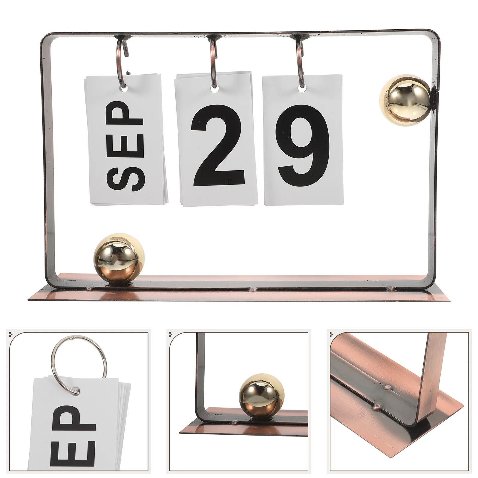 

Metal Rustic Desk Calendar Perpetual Flip Calendar Desktop Office Desk Daily Schedule Reusable Tabletop Standing Vintage