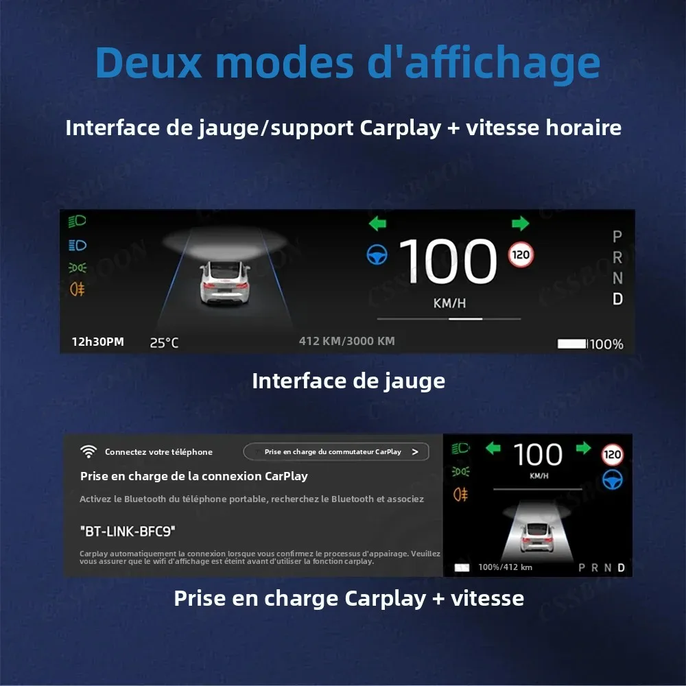 Image 4: Nouveau modèle Y Juniper, écran de tableau de bord de 8.8 pouces, Support CarPlay Android, Navigation automatique pour Modification Tesla, avertissement d'angle mort