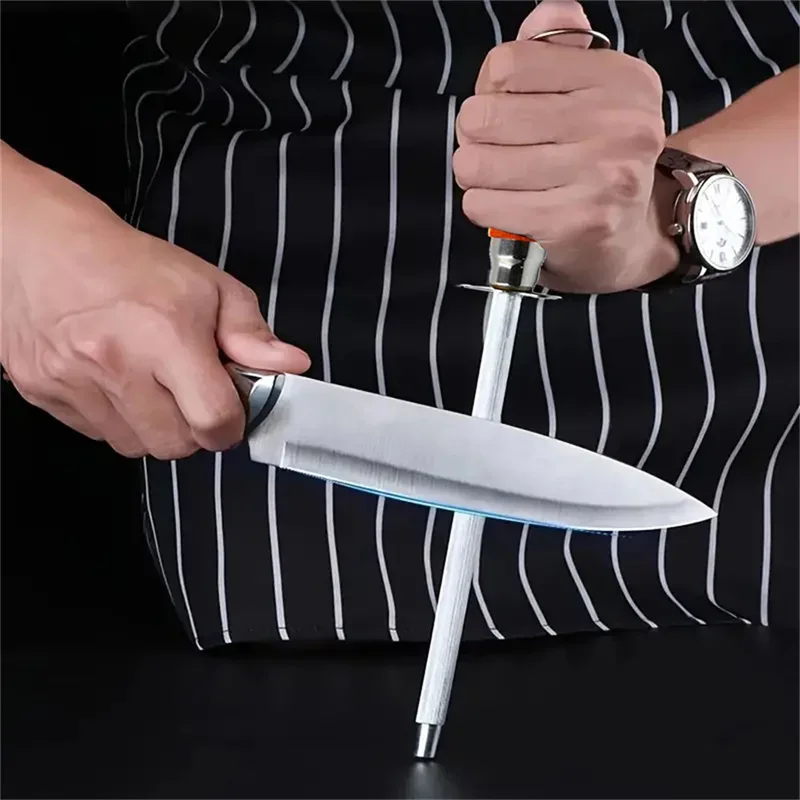 Knife Sharpening Rod 11Inch Kitchen Honing Steel Knife Sharpening Carbon Steel Durable Stainless Steel Knife Sharpener