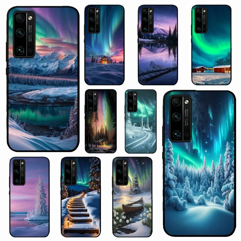 Landscape winter aurora Phone Case For Huawei Honor 10 lite 9 20 7A 9X 30 50 60 70 pro plus Soft Silicone Cover