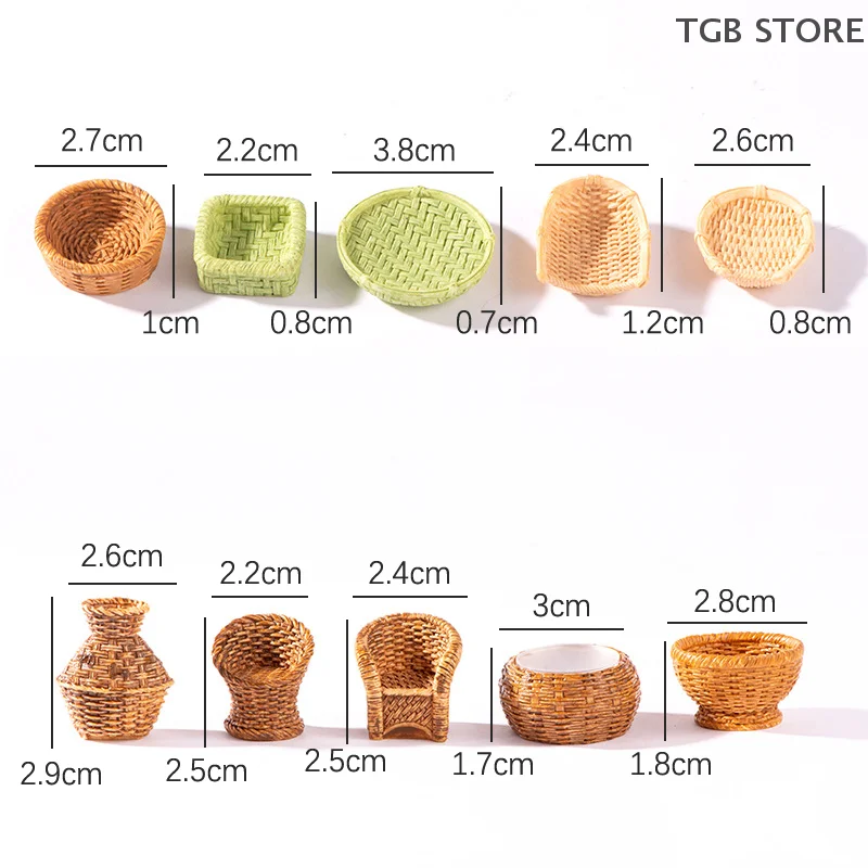Cesta de almacenamiento con marco tejido en miniatura, 1 Uds., 1:12, comida vegetal, modelo de cocina, decoración, juguete, accesorios para casa de muñecas