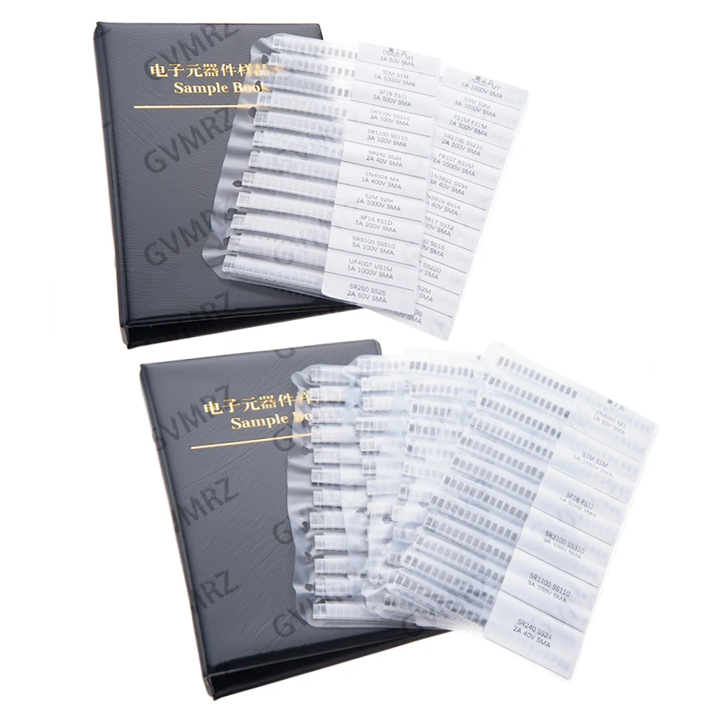 24Values SS34 SS36 Rectifier Diode Sample Book SMD SMA Assortment Kit 33 Values Schottky Diodes M1 M4 M7 SS12 Integrated circuit